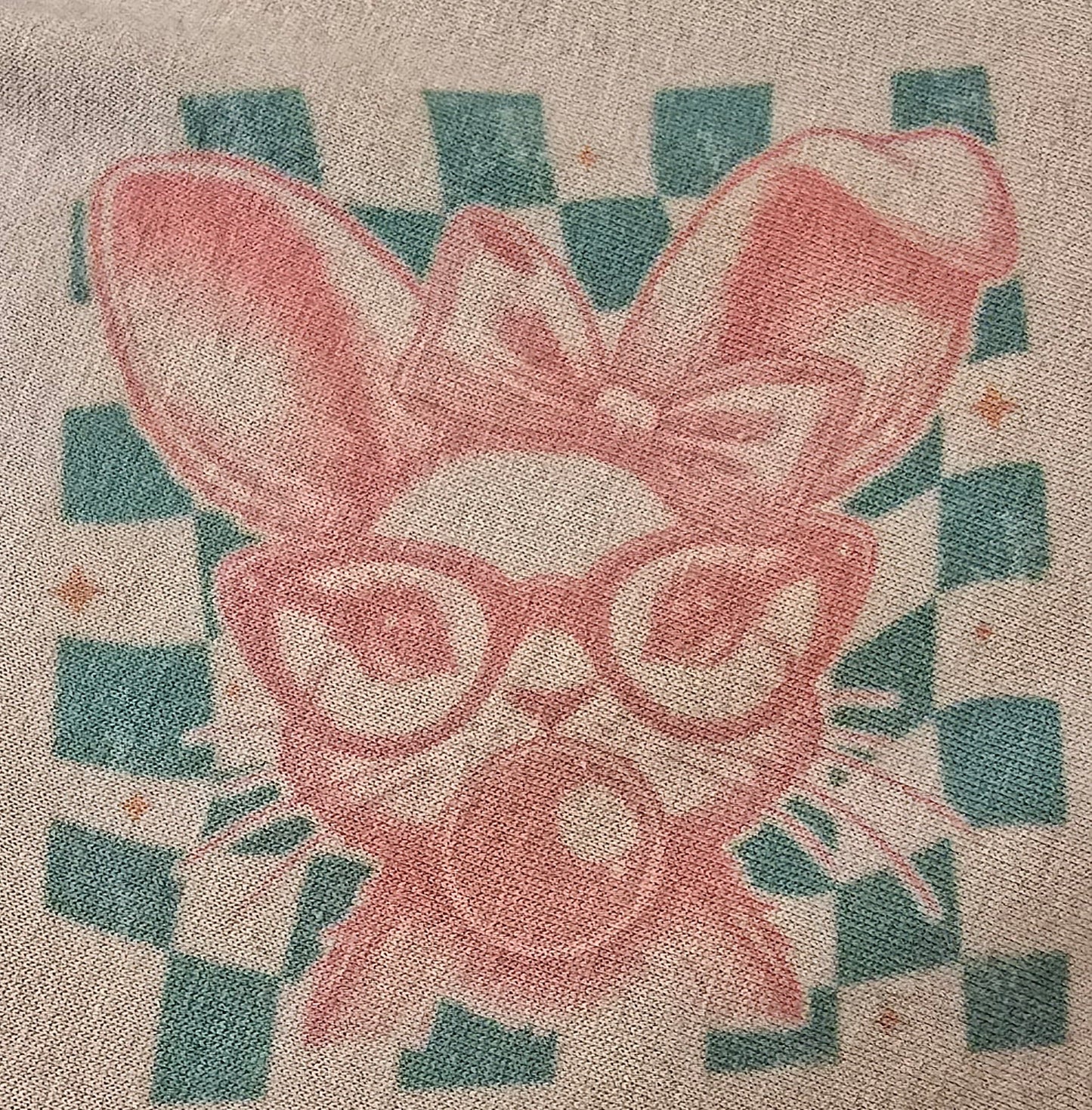 Retro Easter Bubblegum bunny on tan T-shirt