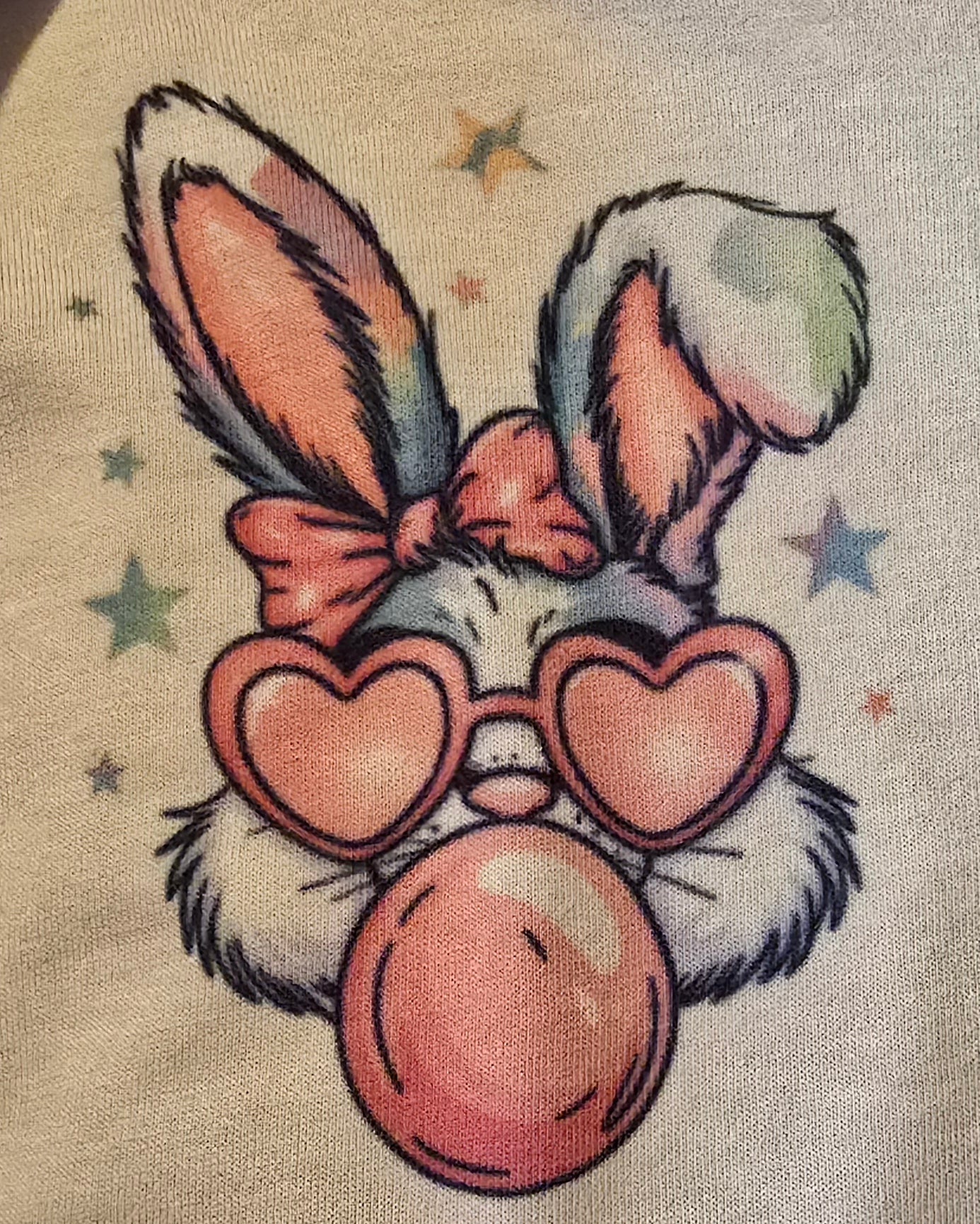 On a Tan T-shirt