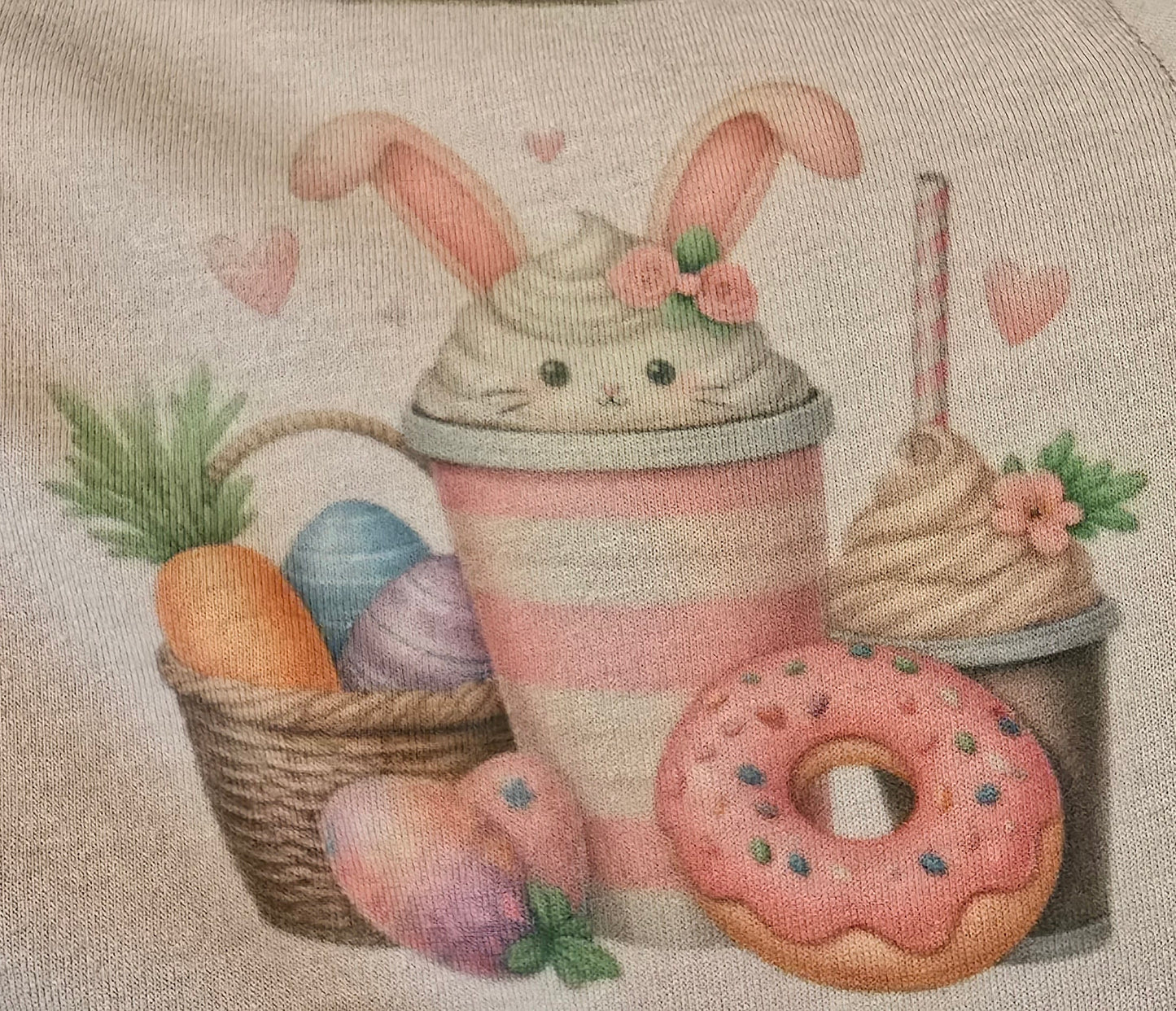 On a tan tshirt
