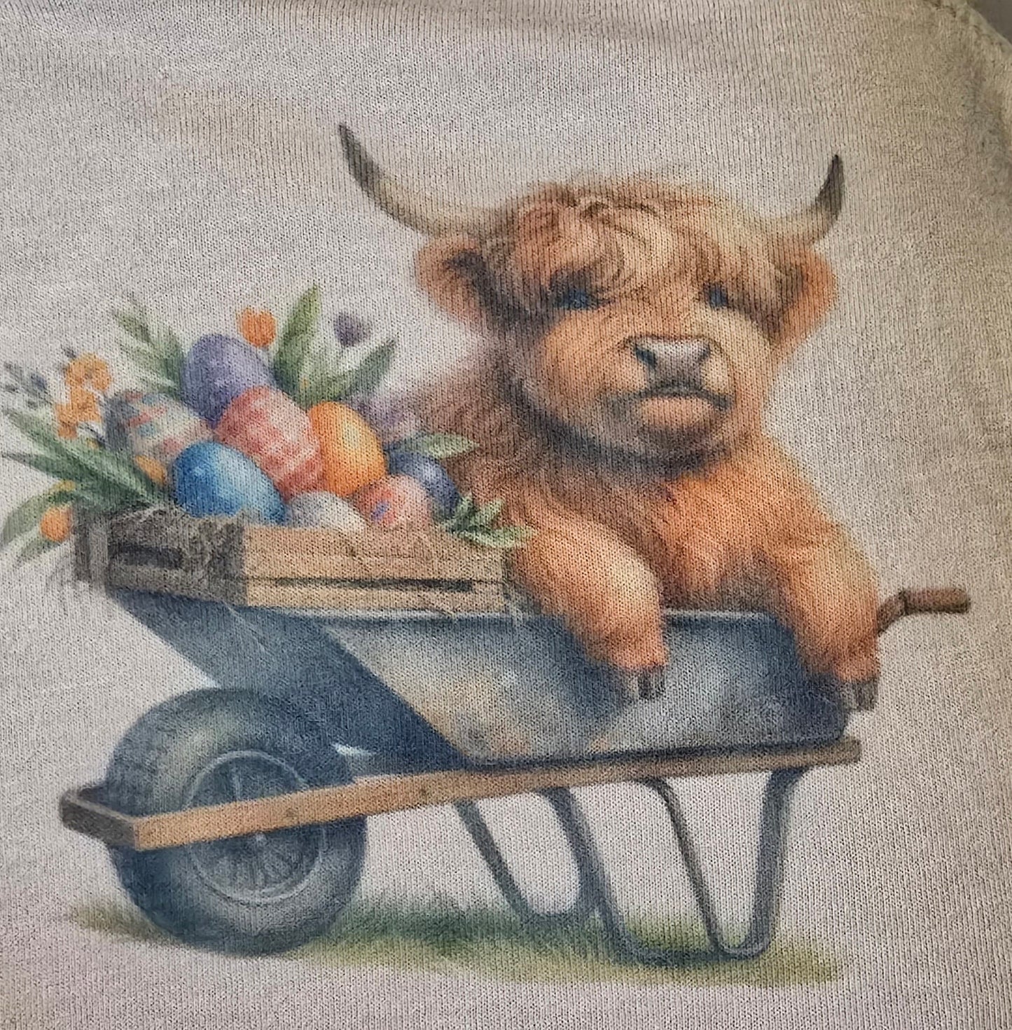 On a tan tshirt