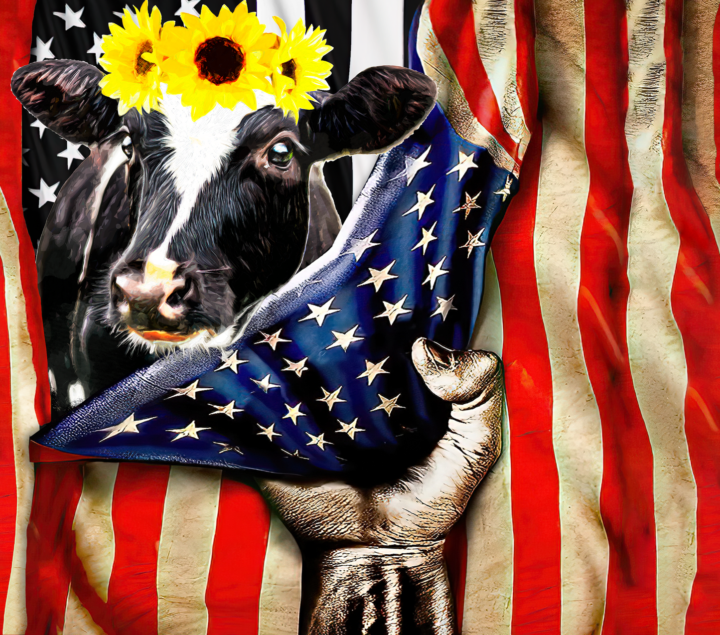 Cow and flag