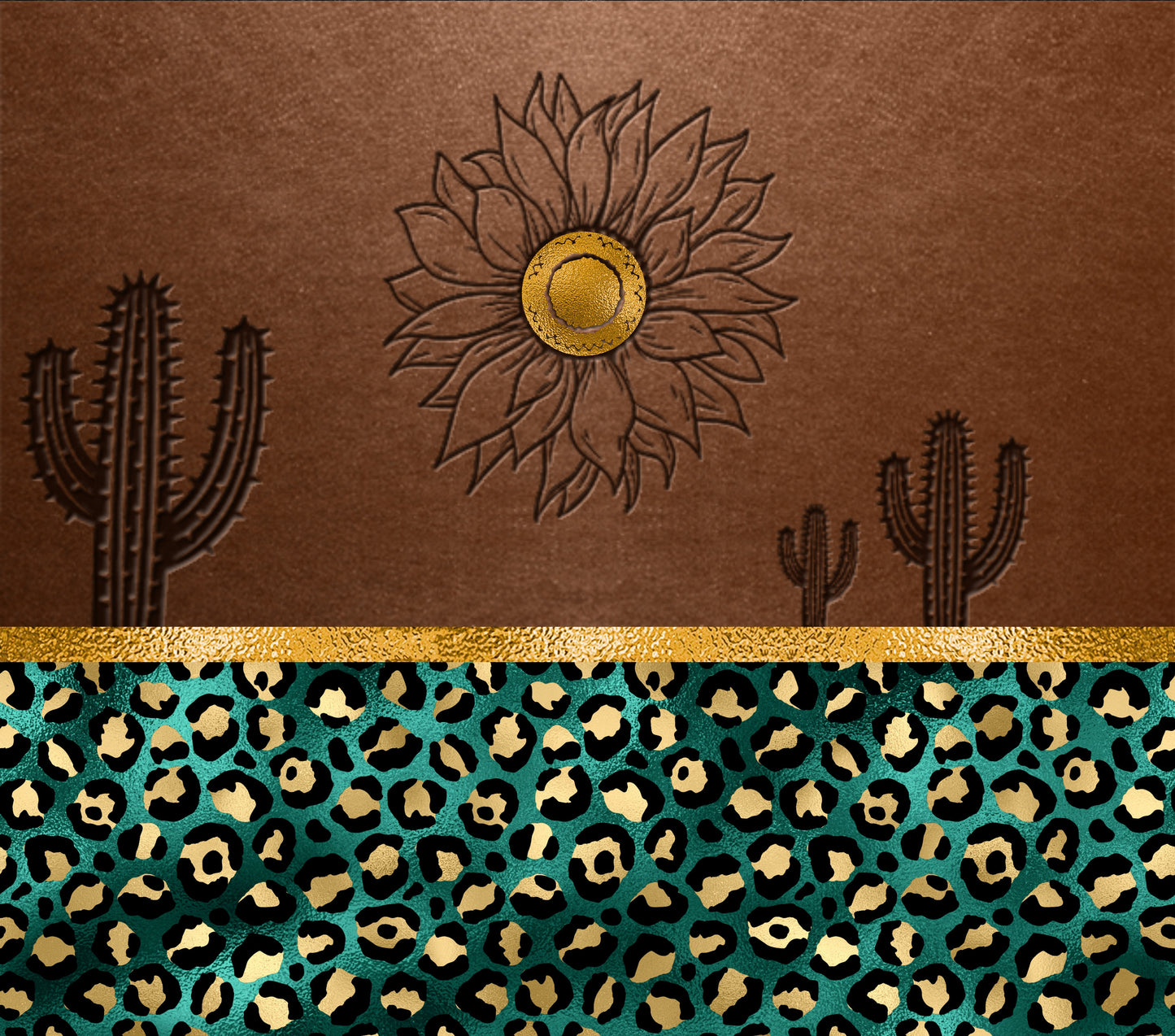 leather cactus with sunflower split leopard print