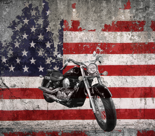 Motorcycle with flag