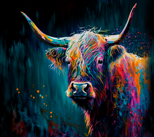 Painted Highland cow