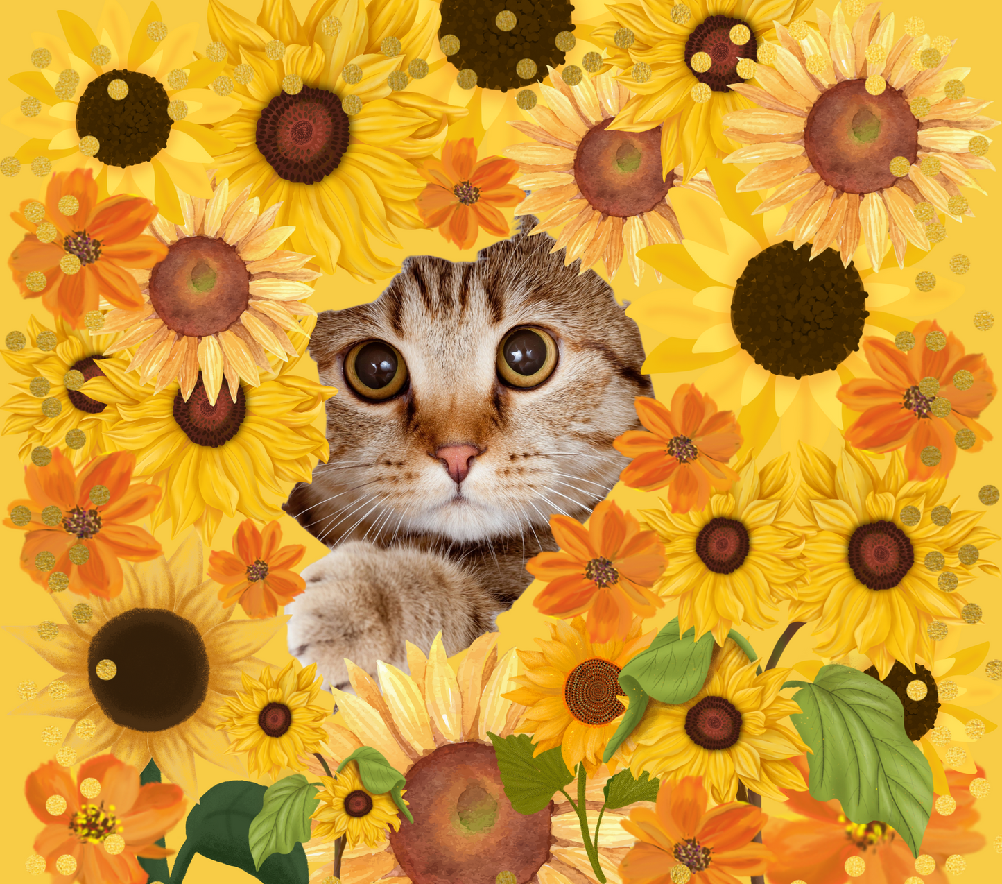 Cat in flowers